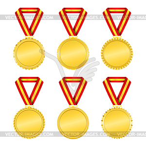 Golden Medals with Ribbons - vector image