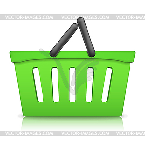Зеленая корзина для покупок - цветной векторный клипарт