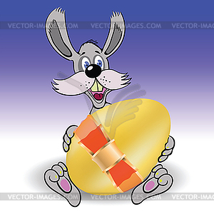 Rabbit and easter egg - vector clipart