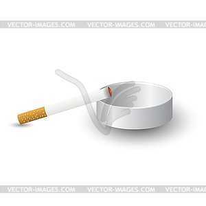 Пепельница и сигарета - векторный рисунок