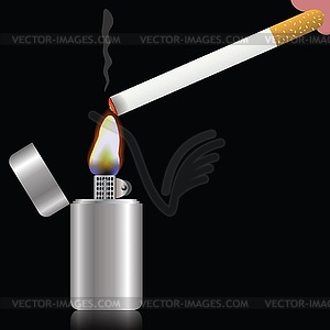Cigarette and lighter - vector clip art