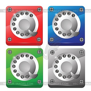 Rotary phone dial icons - vector clipart