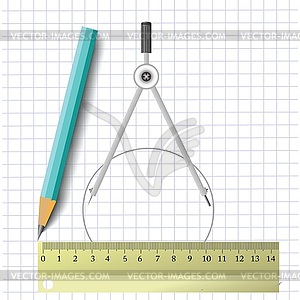 Compass and pencil - vector clipart