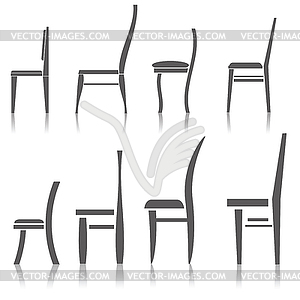 Set of silhouette chairs - vector clipart