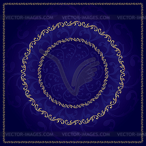 Gold frame with vintage floral elements - vector clip art