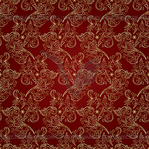 Floral vintage seamless pattern on red background - royalty-free vector image