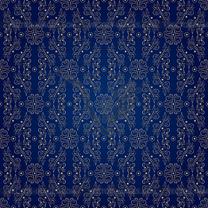 Floral vintage seamless pattern on blue background - vector clip art