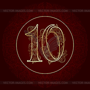 Vintage floral number 10 - vector clipart