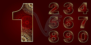 Vintage Numbers Set with floral swirls - vector clipart