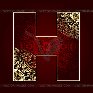 Vintage alphabet with floral swirls, letter H - vector clipart