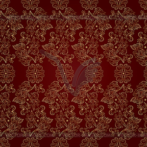 Floral vintage seamless pattern on red background - vector clipart