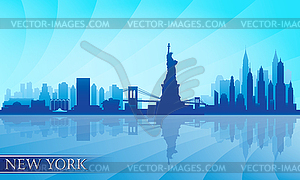 New York city skyline detailed silhouette - vector image