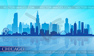 Chicago city skyline detailed silhouette - vector image