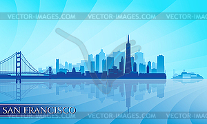 San Francisco city skyline silhouette background - vector clipart