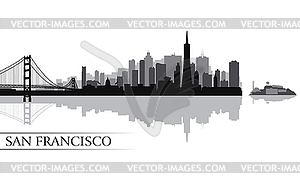 San Francisco city skyline silhouette background - vector clip art