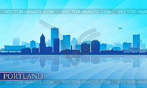 Portland city skyline silhouette background - vector image