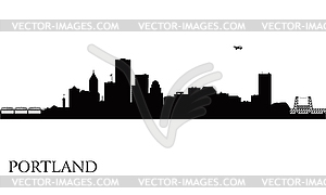 Portland city skyline silhouette background - vector clip art