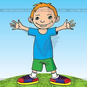 Happy little boy and happy - vector clip art