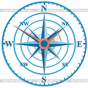 Оригинальные часы с розой ветров - векторизованное изображение клипарта