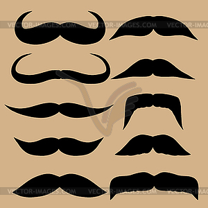 Different types of mustaches. Retro style - vector image