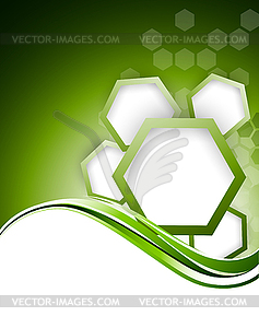 Abstract green bacgkround with hexagons - vector clipart