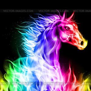 Colorful fire horse - vector image