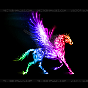 Colorful fire Pegasus - vector image