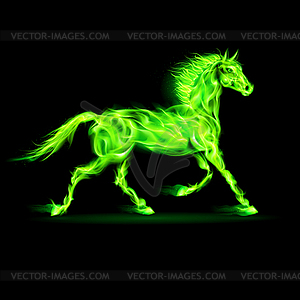 Green fire horse - vector clip art