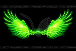 Green fire wings - vector clip art