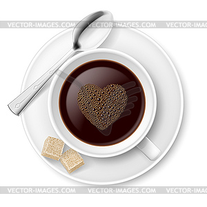 Coffee with sugar and spoon - vector clipart / vector image