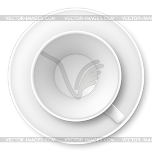 Белая кружка с блюдцем - векторная иллюстрация