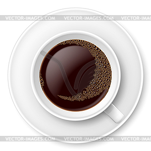 White mug of coffee with foam and saucer - stock vector clipart