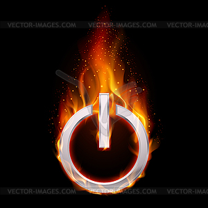 Fiery power button - vector clip art