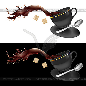 Coffee in gray cup - vector clip art