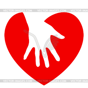 Hand and heart - vector image