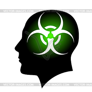 Human face with Biohazard sign - vector clipart