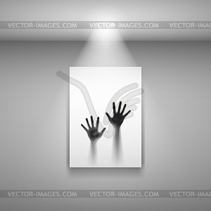 Two open hands on picture - vector clipart