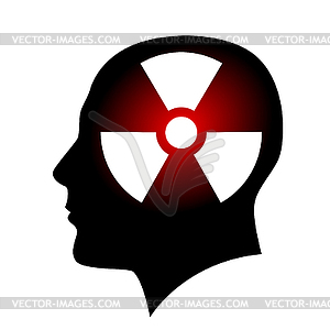 Human face with radiation sign - royalty-free vector clipart