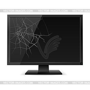 Broken Black Monitor - vector image