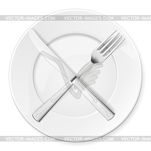 Fork, Knife and plate - vector image