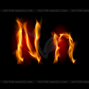 Fiery font. Letter N - vector image