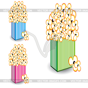 Popcorn in multi-colored striped - vector clipart