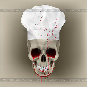 Bloody skull cap chef - vector clipart