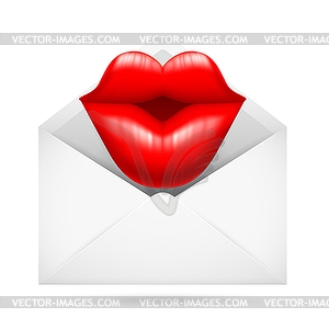Почтовый конверт с поцелуем - векторный клипарт