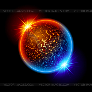 Fire and ice ball planet - vector clipart