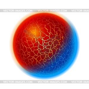 Fire and ice ball planet - vector clip art