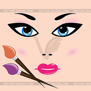 Girl face and cosmetic - vector clipart
