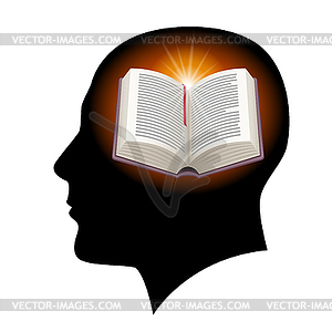 Male head with open book - vector image