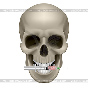 Realistic skull with cigarette - vector clipart