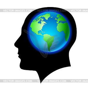 Man brain is land - vector clip art